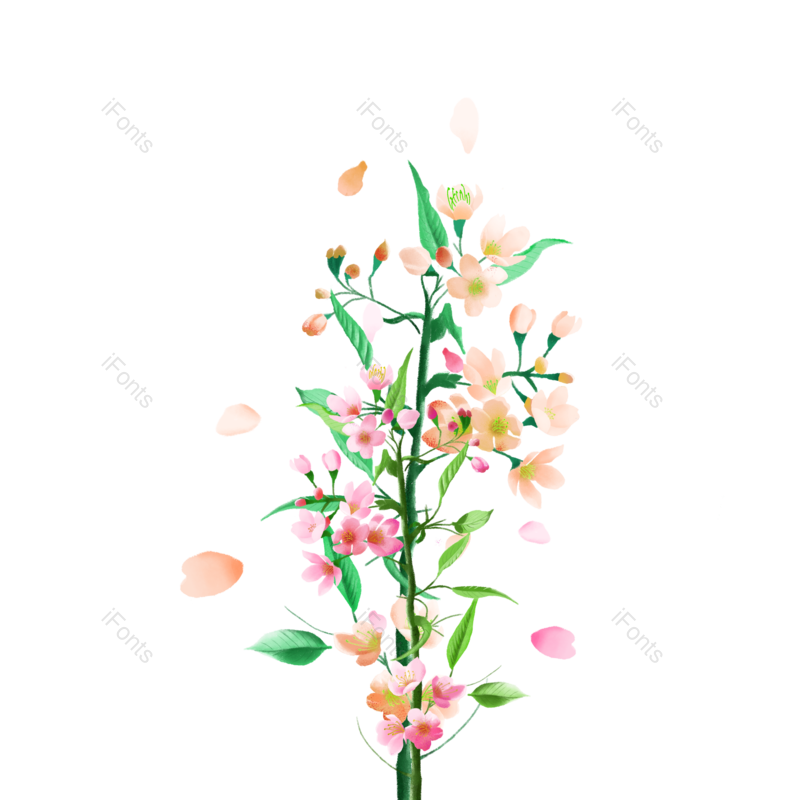 树木图片,插画元素,花素材PNG,花朵免抠素材